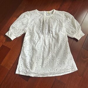 Boden white Eyelet Blouse with keyhole back